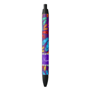 Personalised name purple rainbow sandals black ink pen