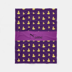 Personalised name purple rubber duck pattern fleece blanket