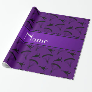 Personalised name purple skydiving pattern wrapping paper