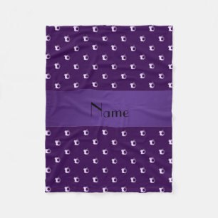 Personalised name purple soccer balls fleece blanket