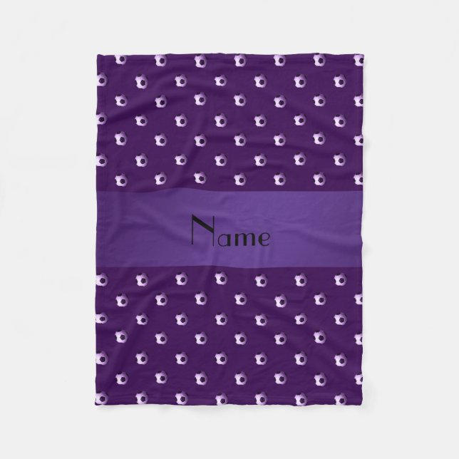 Personalised name purple soccer balls fleece blanket (Front)