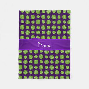 Personalised name purple tennis balls pattern fleece blanket
