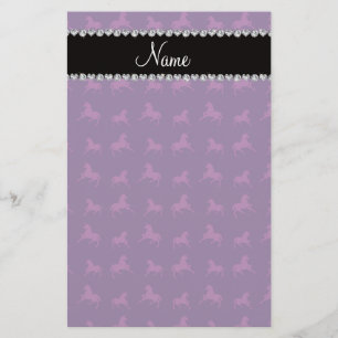 Personalised name purple unicorn pattern stationery