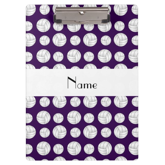 Personalised name purple volleyball balls clipboard (Front)