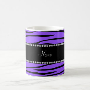 Personalised name purple zebra stripes coffee mug