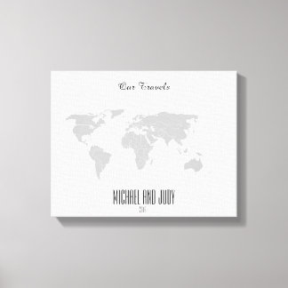 Personalised Name Push Pin World Map - Our Travels Canvas Print