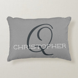 Personalised Name Q Initial Black White Grey Decorative Cushion