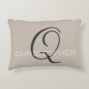 Personalised Name Q Initial Neutral Taupe Tan Decorative Cushion