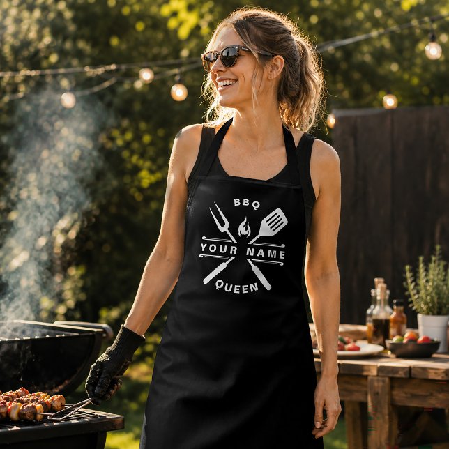 Personalised Name Queen Of The BBQ Mum Apron (Creator Uploaded)