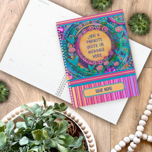 Personalised Name Quote Pretty Pink Floral Stripe Planner