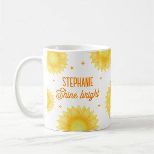 Personalised Name Quote Sunflower Motivational Coffee Mug