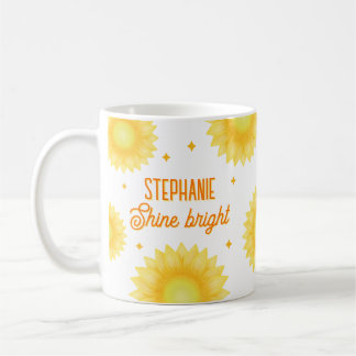 Personalised Name Quote Sunflower Motivational Coffee Mug