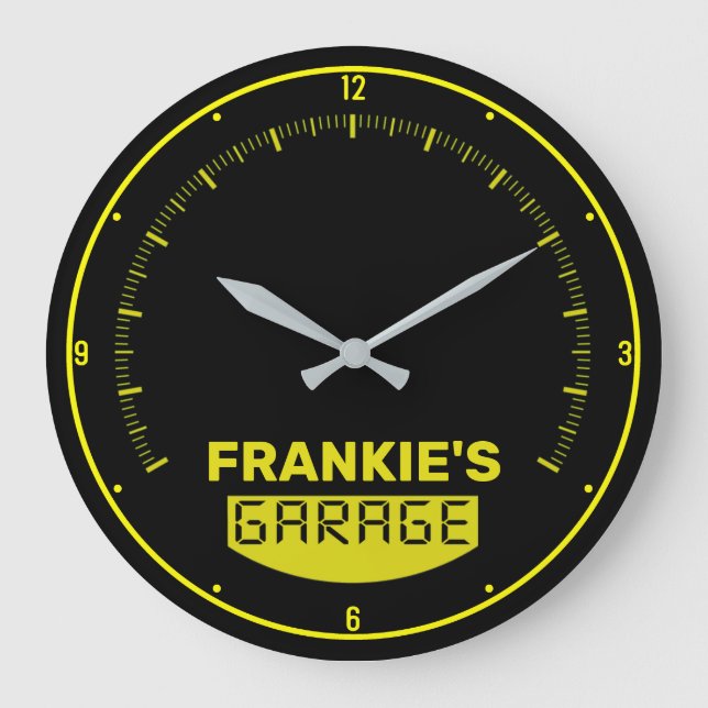 Personalised NAME Racing Car Speedometer Garage Large Clock (Front)