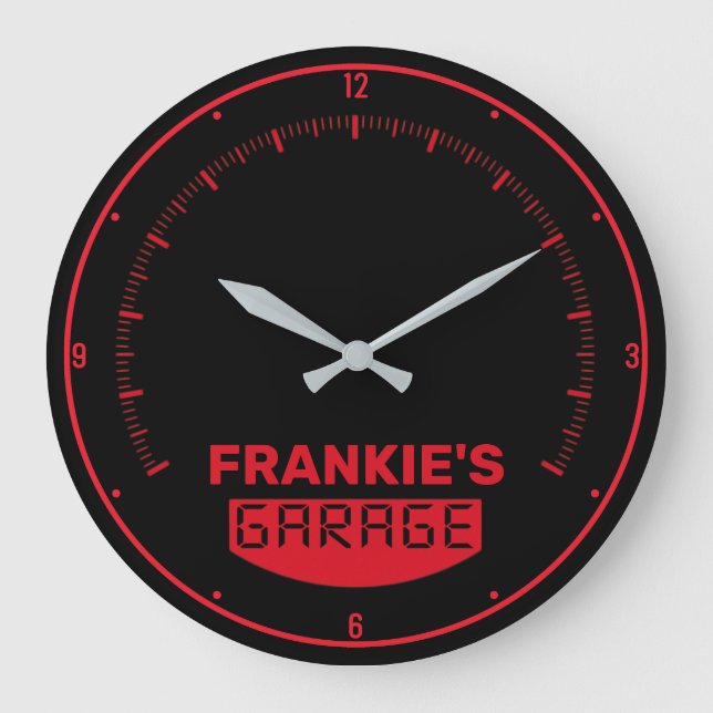 Personalised NAME Racing Car Speedometer Garage Large Clock (Front)