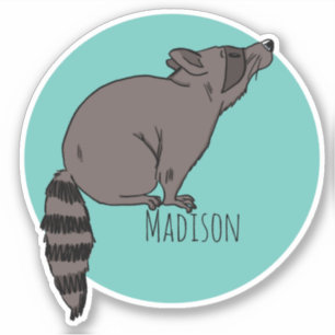 Personalised Name Racoon Vinyl Sticker
