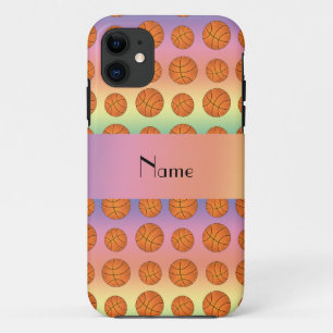 Personalised name rainbow basketballs iPhone 11 case