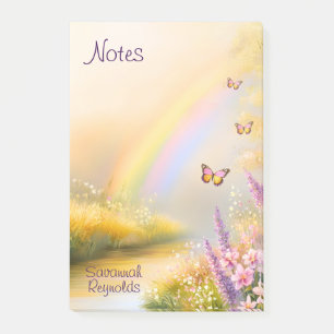 Personalised Name Rainbow Butterfly Nature Notepad