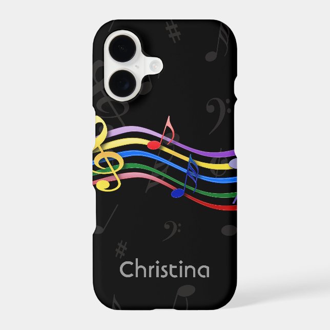 Personalised name Rainbow Coloured Music Notes (Back)