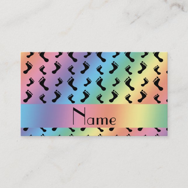 Personalised name rainbow feet calling card (Front)
