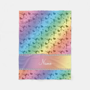 Personalised name rainbow figure skating fleece blanket