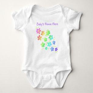 Personalised Name Rainbow Flowers Baby Bodysuit