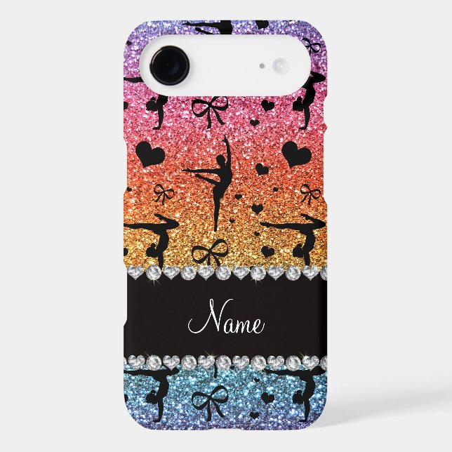 Personalised name rainbow glitter gymnastics iPod touch (5th generation) cover (Back)