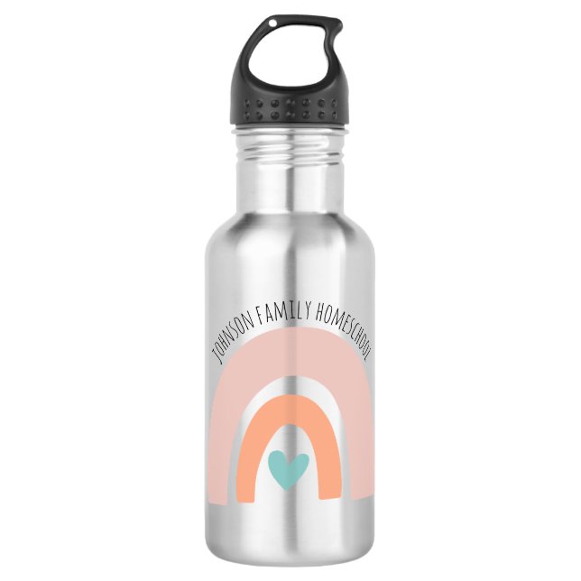 Personalised Name Rainbow Homeschool 532 Ml Water Bottle (Front)