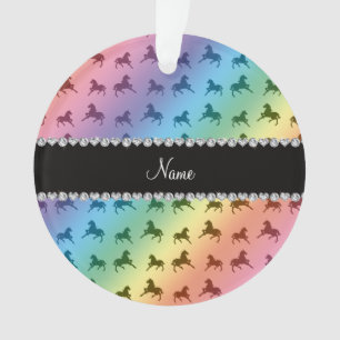 Personalised name rainbow horse pattern ornament