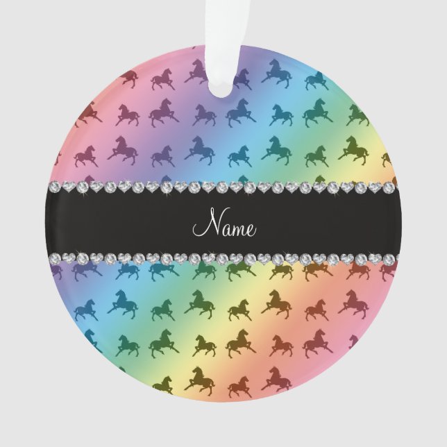 Personalised name rainbow horse pattern ornament (Front)