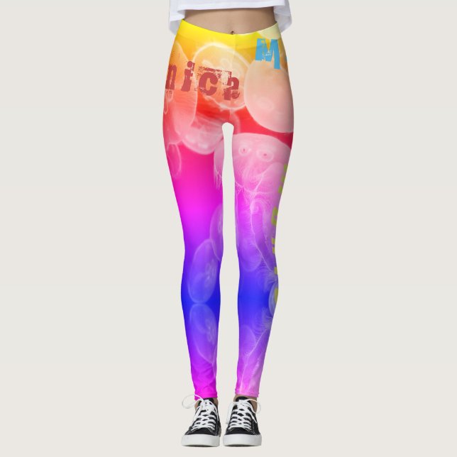 Personalised Name Rainbow Jellyfish Leggings (Front)