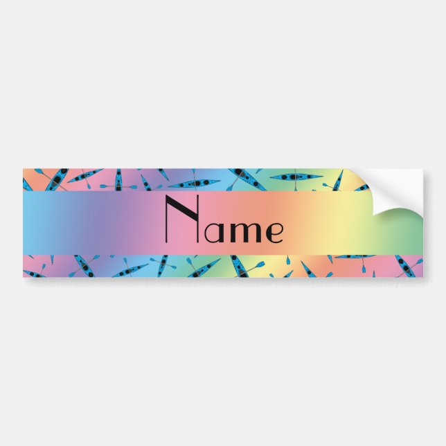 Personalised name rainbow kayaks bumper sticker (Front)