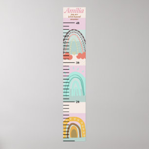 Personalised Name Rainbow kid Growth Poster