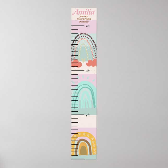 Personalised Name Rainbow kid Growth Poster (Front)
