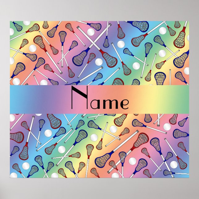 Personalised name rainbow lacrosse pattern poster (Front)