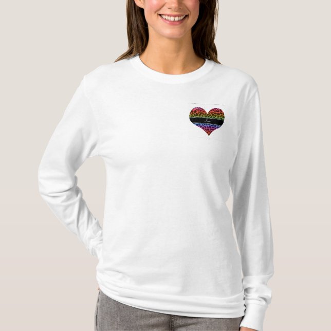 Personalised name rainbow leopard pattern T-Shirt (Front)