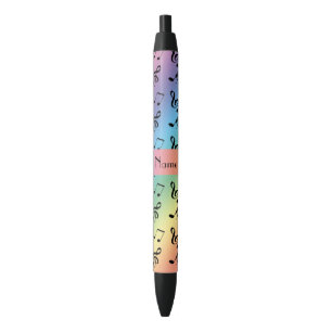 Personalised name rainbow music notes black ink pen