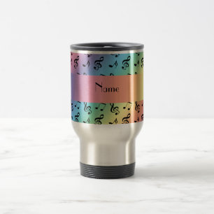 Personalised name rainbow music notes travel mug