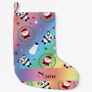 Personalised name rainbow panda santas christmas small christmas stocking