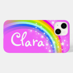 Personalised name rainbow pink sky and stars Case-Mate iPhone 14 case