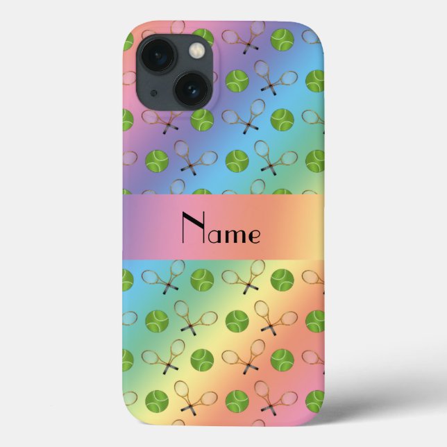 Personalised name rainbow tennis balls Case-Mate iPhone case (Back)