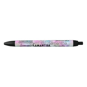 Personalised Name Rainbow Tie dye Black Ink Pen