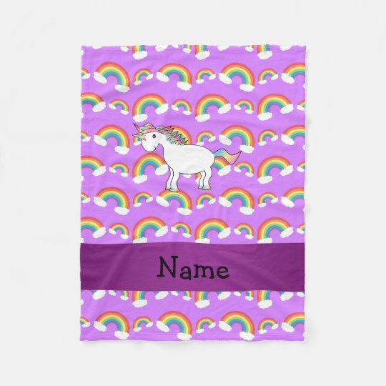 Personalised Name Rainbow Unicorn Purple Rainbows Fleece Blanket Zazzle Co Uk
