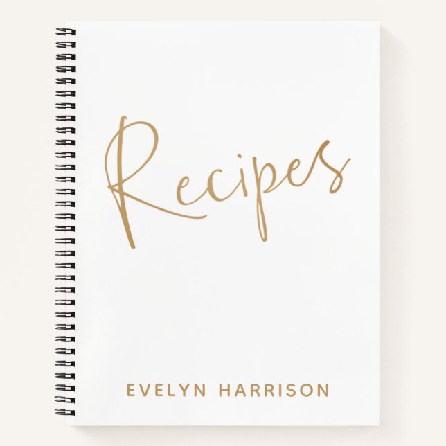 Personalised Name Recipe Journal in White (Front)