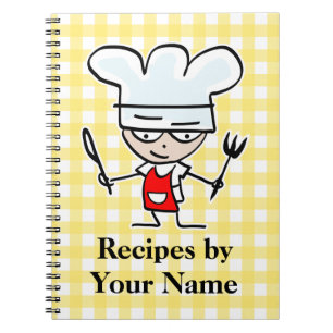 Personalised name recipe notebook cartoon chef