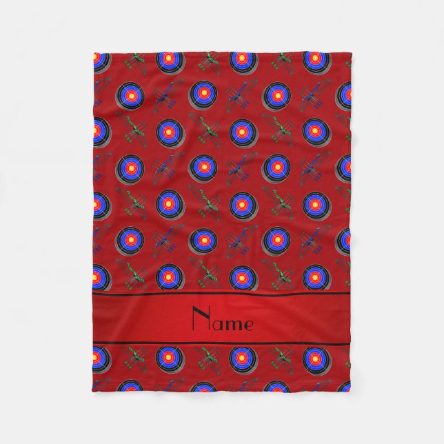 Personalised name red archery fleece blanket (Front)