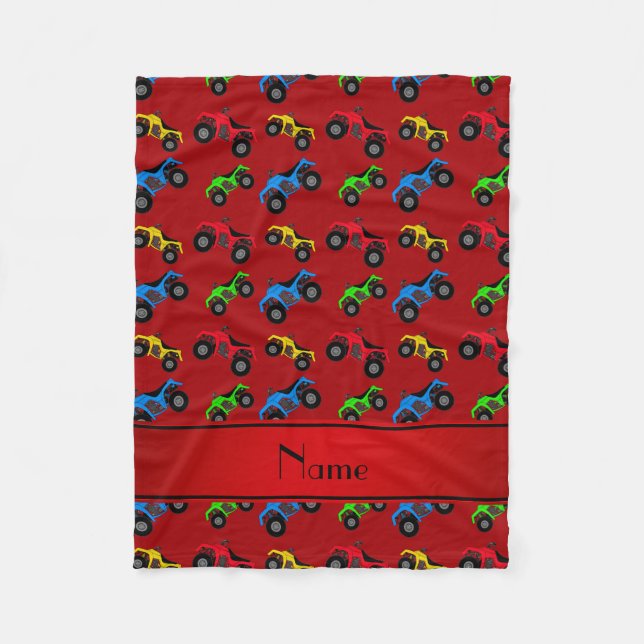 Personalised name red atv pattern fleece blanket (Front)