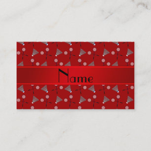Personalised name red badminton pattern calling card