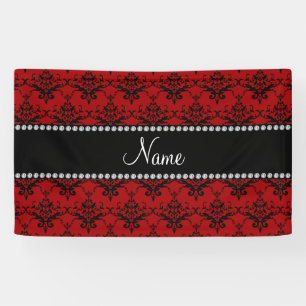 Personalised name Red black damask Banner