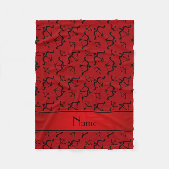 Personalised name red bows arrows fleece blanket (Front)
