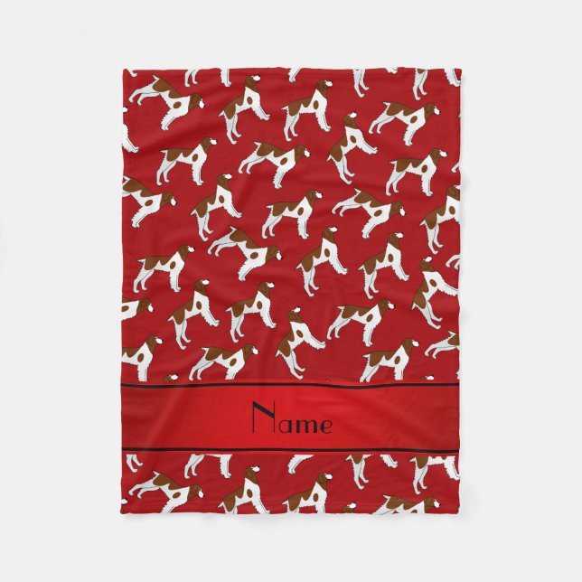 Personalised name red brittany spaniel dogs fleece blanket (Front)